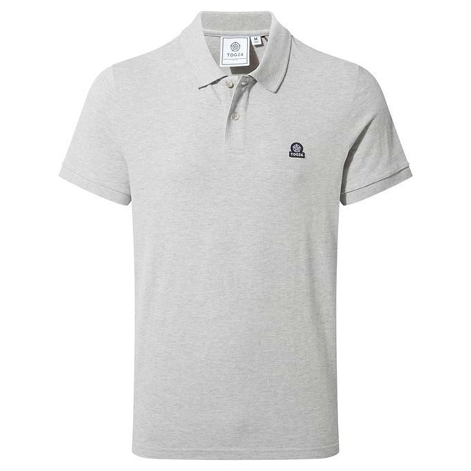 Braunton Mens 100% Cotton Pique Polo Shirt - Light Grey Marl