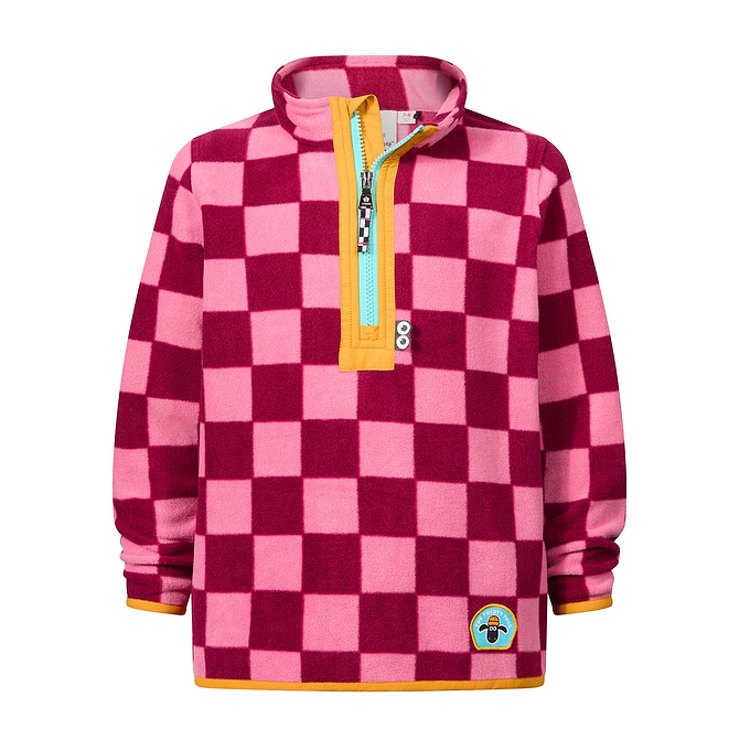 Brecknock Kids Shaun the Sheep Fleece Zip Neck - Candy Floss/Beetroot Red