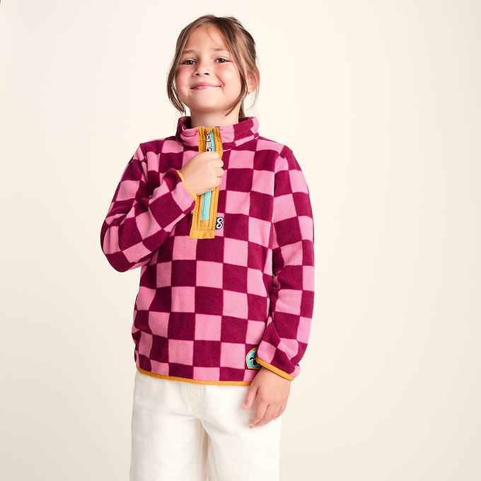 Brecknock Kids Shaun the Sheep Fleece Zip Neck - Candy Floss/Beetroot Red