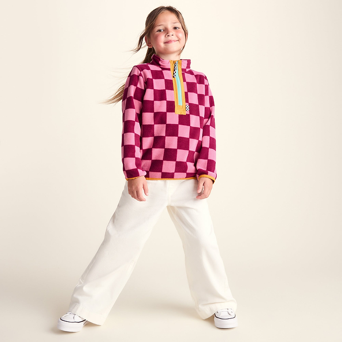 Brecknock Kids Shaun the Sheep Fleece Zip Neck - Candy Floss/Beetroot Red