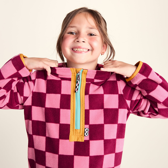 Brecknock Kids Shaun the Sheep Fleece Zip Neck - Candy Floss/Beetroot Red