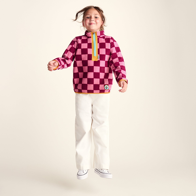Brecknock Kids Shaun the Sheep Fleece Zip Neck - Candy Floss/Beetroot Red