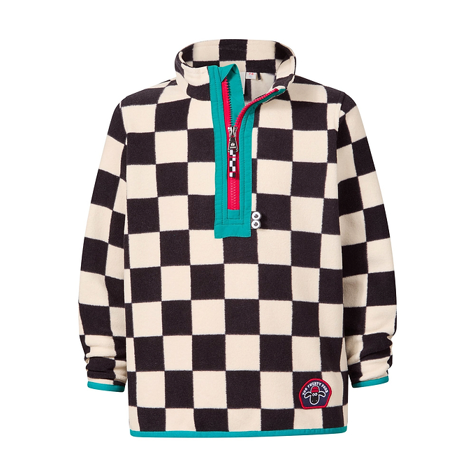 Brecknock Kids Shaun the Sheep Fleece Zip Neck - Woolly/Black Checkerboard