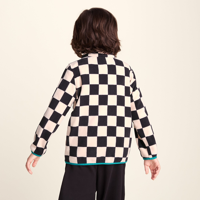 Brecknock Kids Shaun the Sheep Fleece Zip Neck - Woolly/Black Checkerboard