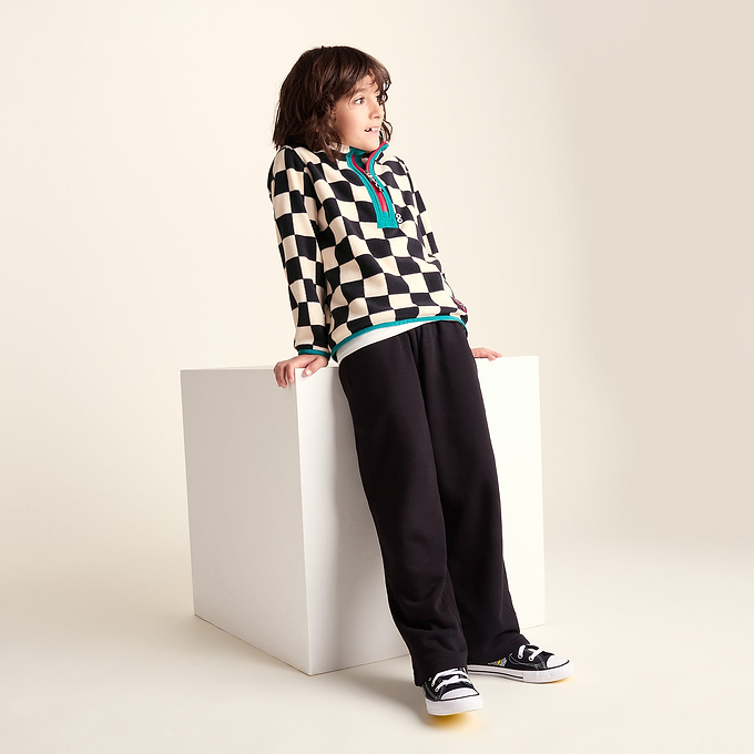 Brecknock Kids Shaun the Sheep Fleece Zip Neck - Woolly/Black Checkerboard