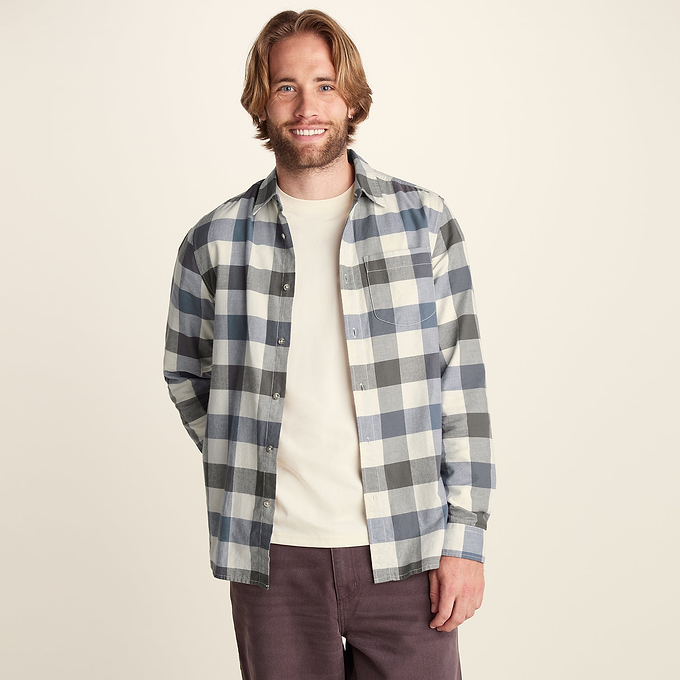 Bryson Mens Brushed Flannel Check Shirt - Ash Brown Check
