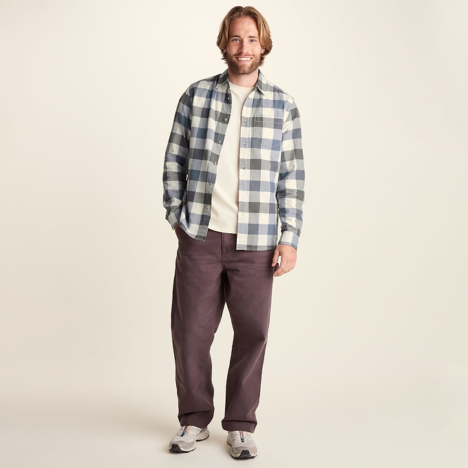 Bryson Mens Brushed Flannel Check Shirt - Ash Brown Check