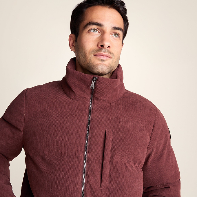 Buckley Mens Corduroy Padded Coat - Chestnut Brown