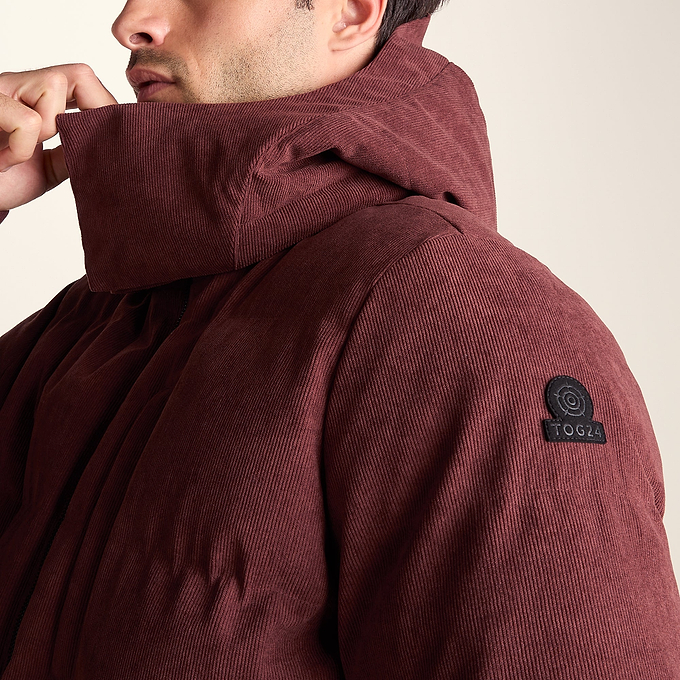 Buckley Mens Corduroy Padded Coat - Chestnut Brown