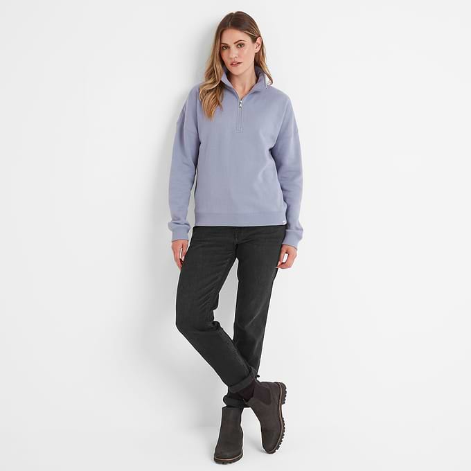 Caldene Womens Supersoft Quarter Zip Sweat - Faded Purple