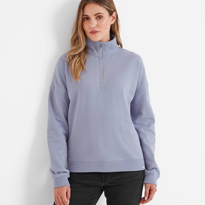 Caldene Womens Supersoft Quarter Zip Sweat - Faded Purple