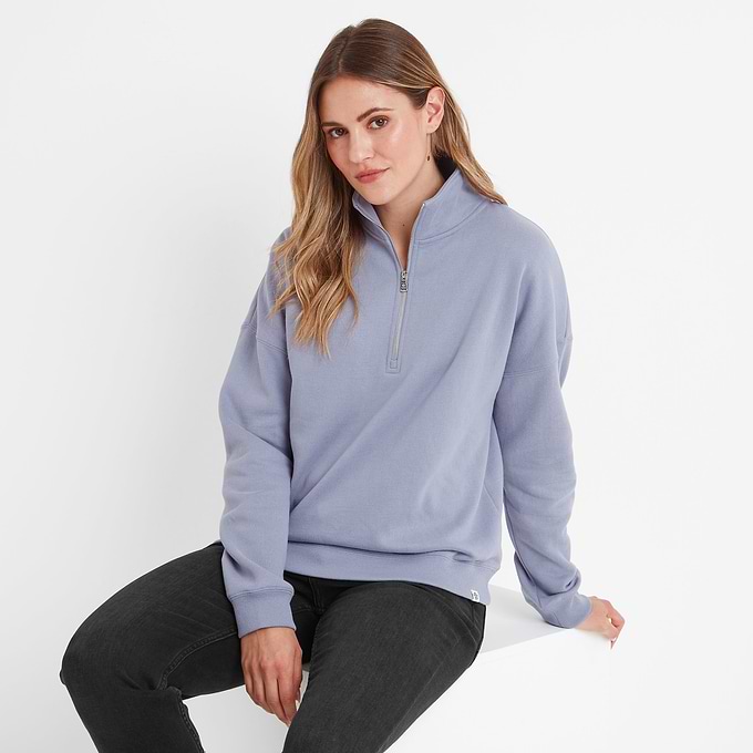 Caldene Womens Supersoft Quarter Zip Sweat - Faded Purple