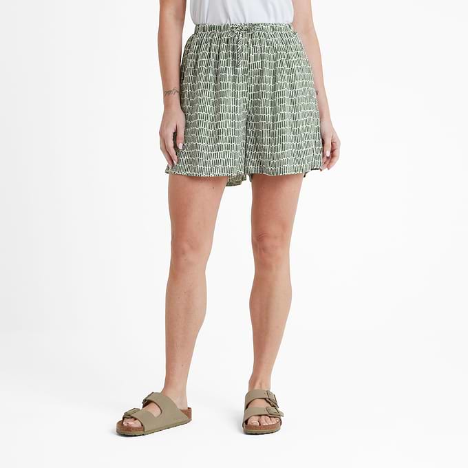 Callie Womens Shorts - Green Dash Print