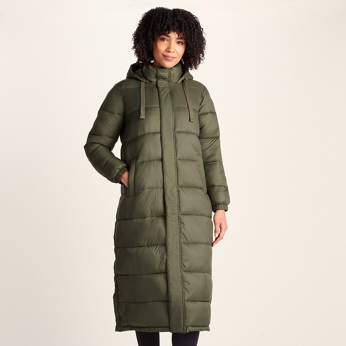 Cautley Womens Long Padded Shower Resistant Jacket - Khaki