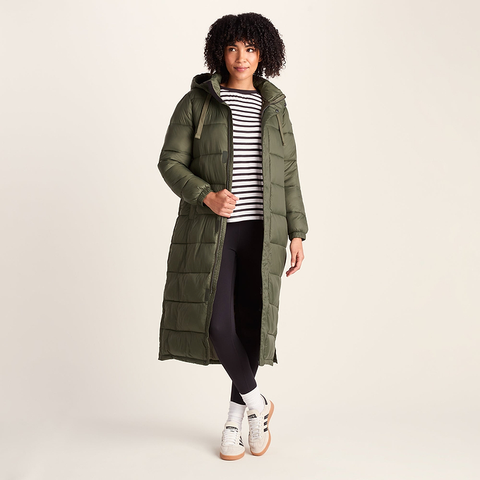 Cautley Womens Long Padded Shower Resistant Jacket - Khaki