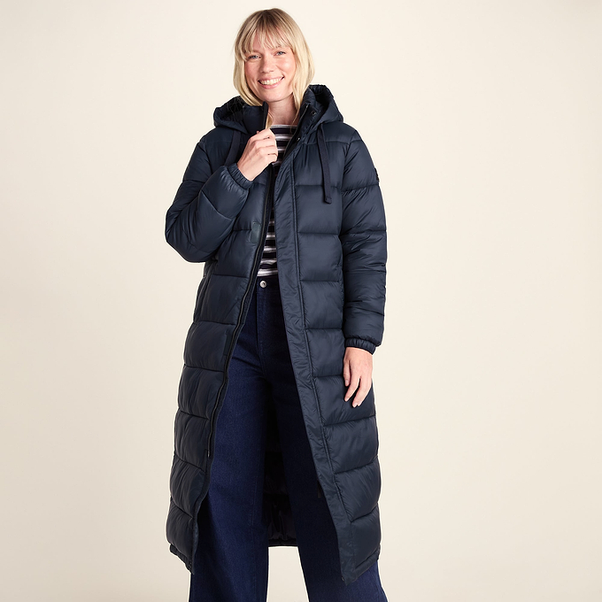 Cautley Womens Long Padded Shower Resistant Jacket - Dark Indigo