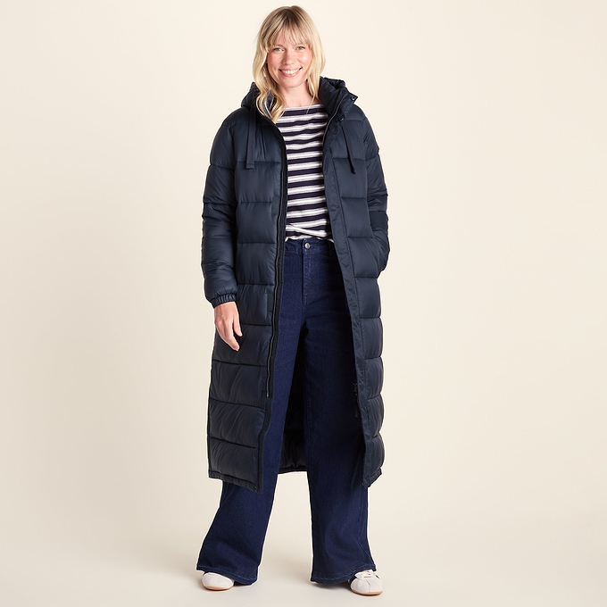Cautley Womens Long Padded Shower Resistant Jacket - Dark Indigo