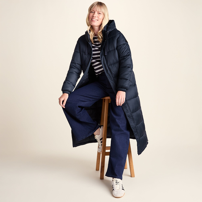 Cautley Womens Long Padded Shower Resistant Jacket - Dark Indigo
