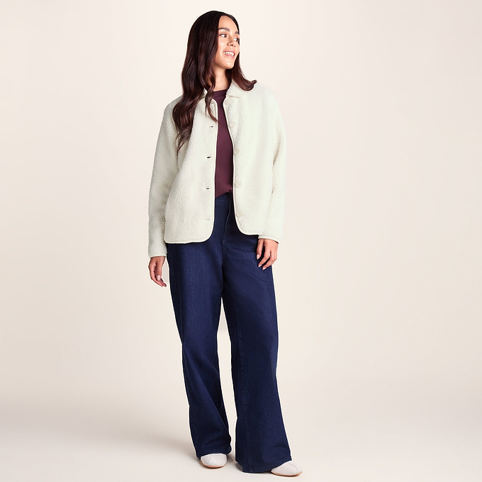 Chantal Womens Warm Sherpa Shacket - Vanilla