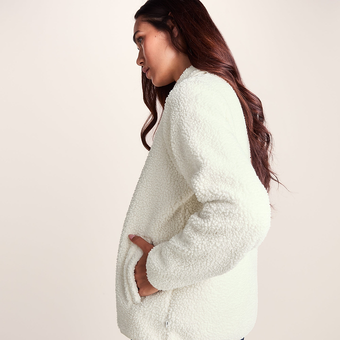 Chantal Womens Warm Sherpa Shacket - Vanilla