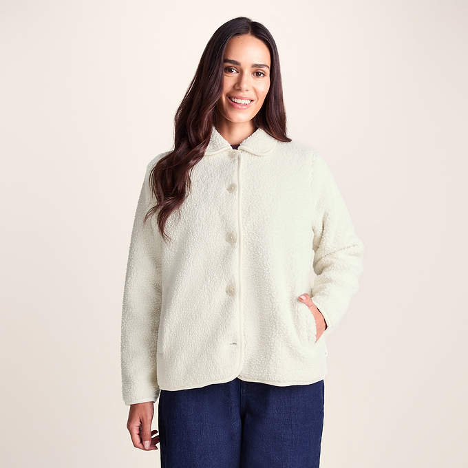 Chantal Womens Warm Sherpa Shacket - Vanilla