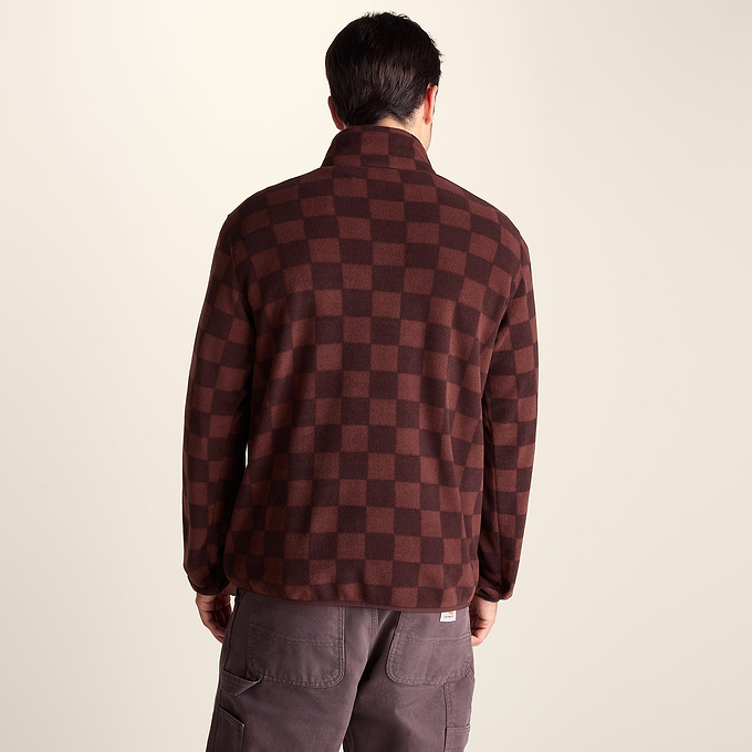 Charlton Mens Printed Midweight Microfleece Half Zip - Brown Checkerboard