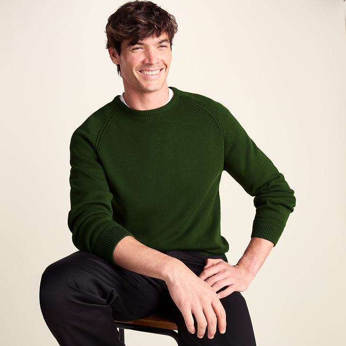 Chesney Mens Crew Neck Knit Jumper - Leaf Green