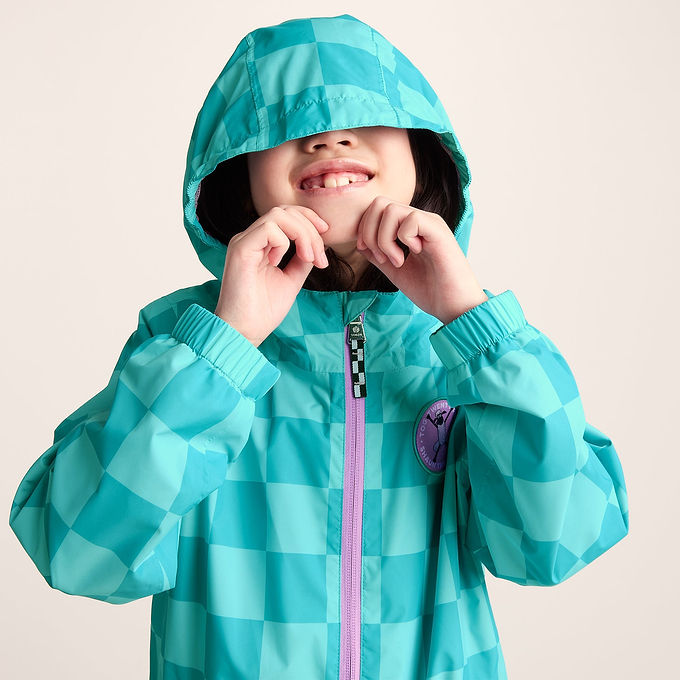 Cohampshire Kids Shaun the Sheep Waterproof Jacket - Spearmint/Bubblegum Checkerboard