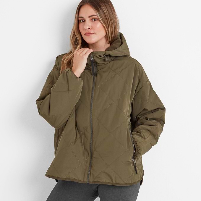 Corlae Womens Oversized Shower Resistant Insulated Jacket - Khaki