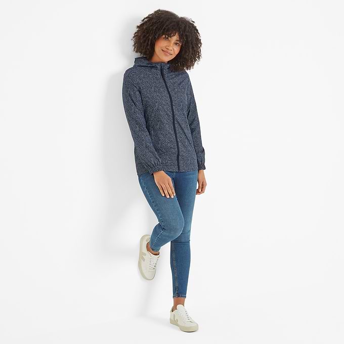 Craven Womens Waterproof Packaway Jacket - Dk Indigo Abstract Print
