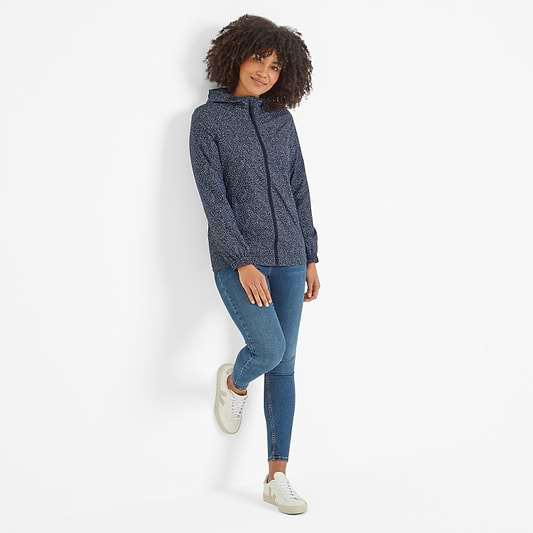 Craven Womens Waterproof Packaway Jacket - Dk Indigo Abstract Print