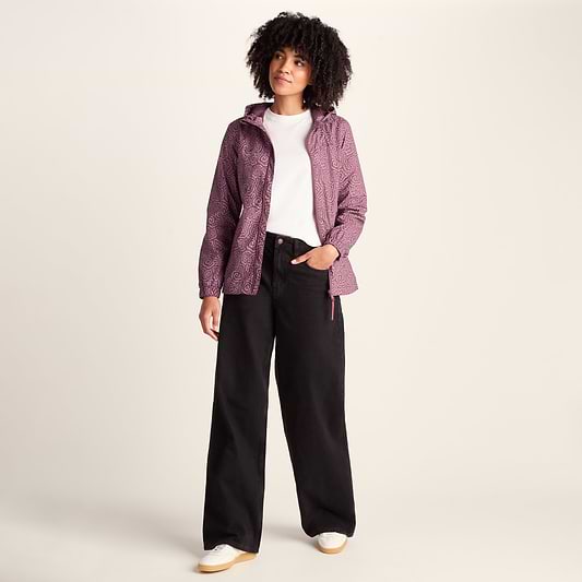 Craven Womens Waterproof Packaway Jacket - Black/Raspberry Wiggle Print
