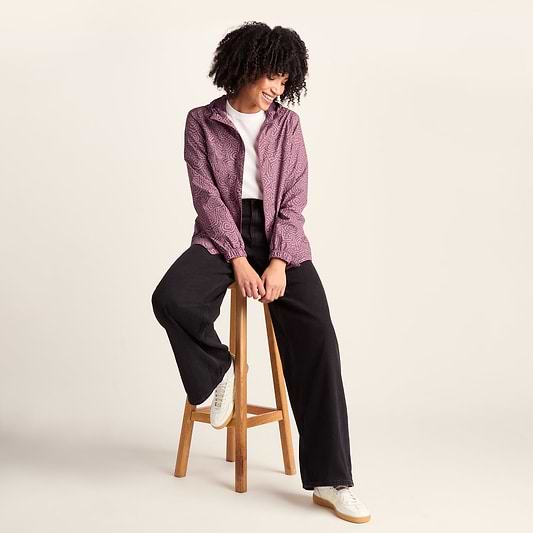 Craven Womens Waterproof Packaway Jacket - Black/Raspberry Wiggle Print