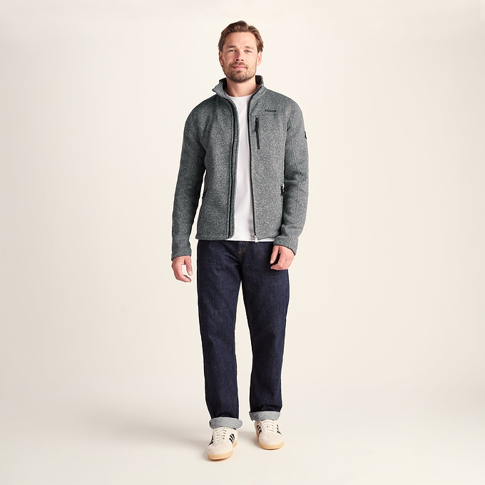 Cresswell Mens Knitlook Fleece Jacket - Dark Grey Marl