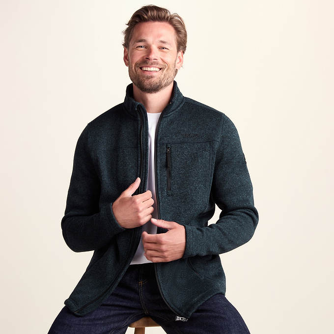 Cresswell Mens Knitlook Fleece Jacket - Dark Indigo Marl