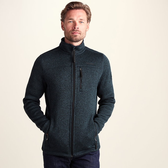 Cresswell Mens Knitlook Fleece Jacket - Dark Indigo Marl