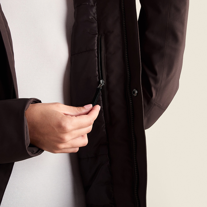 Dalton Womens Longline Waterproof Insulated Coat - Chocolate Brown