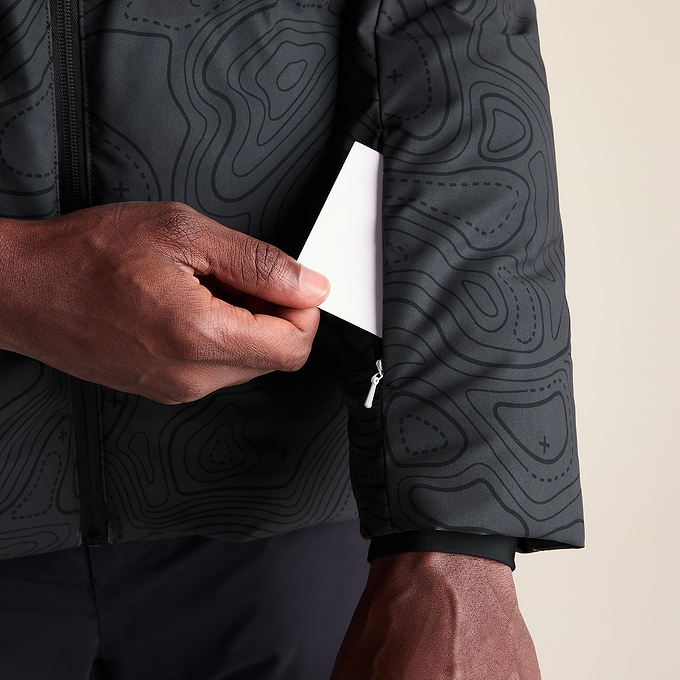 Davos Mens Shower Resistant Insulated Ski Jacket - Black Terrain Print