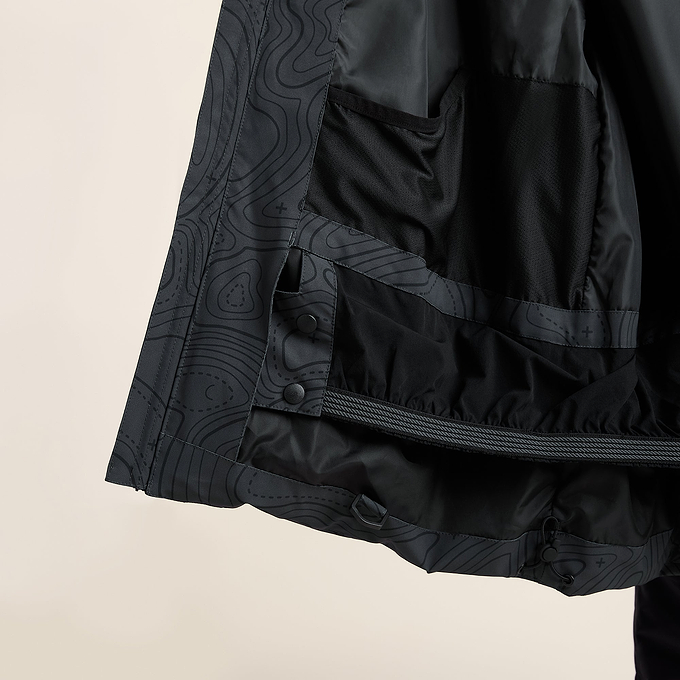Davos Mens Shower Resistant Insulated Ski Jacket - Black Terrain Print