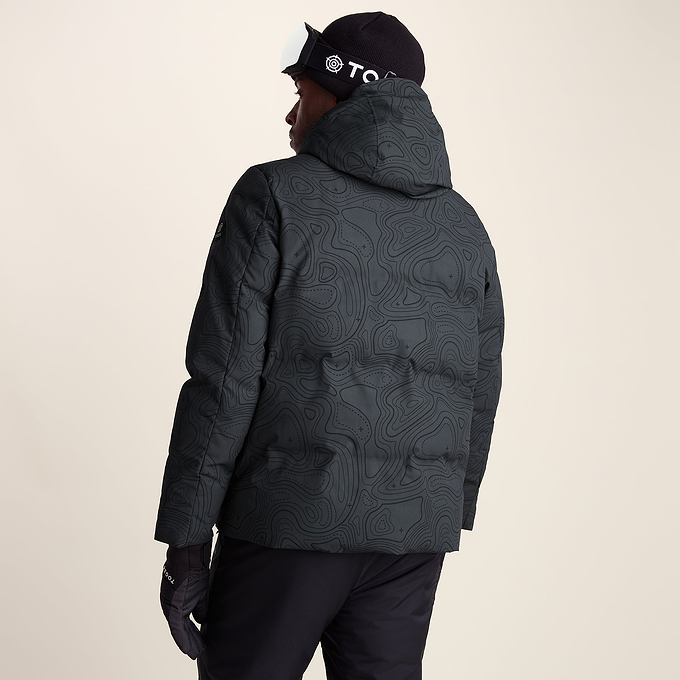 Davos Mens Shower Resistant Insulated Ski Jacket - Black Terrain Print