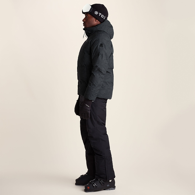Davos Mens Shower Resistant Insulated Ski Jacket - Black Terrain Print