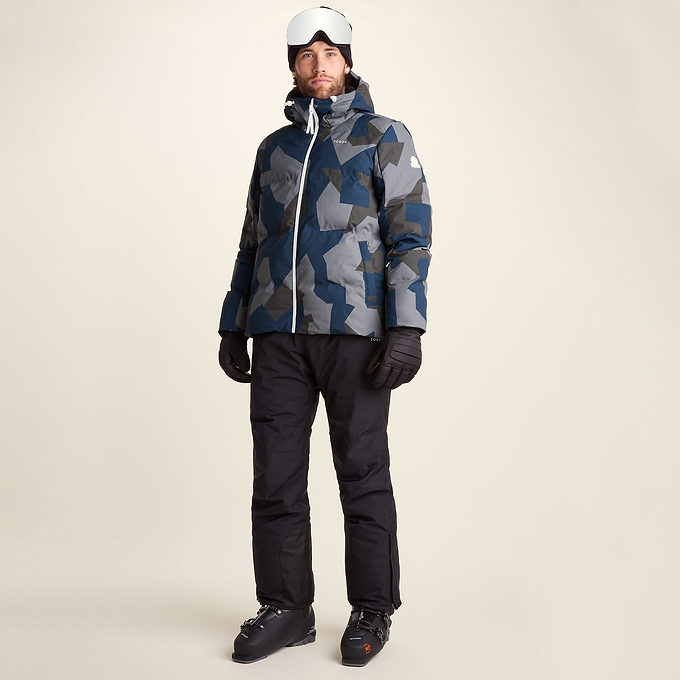 Davos Mens Shower Resistant Insulated Ski Jacket - Blue Geo Camo Print
