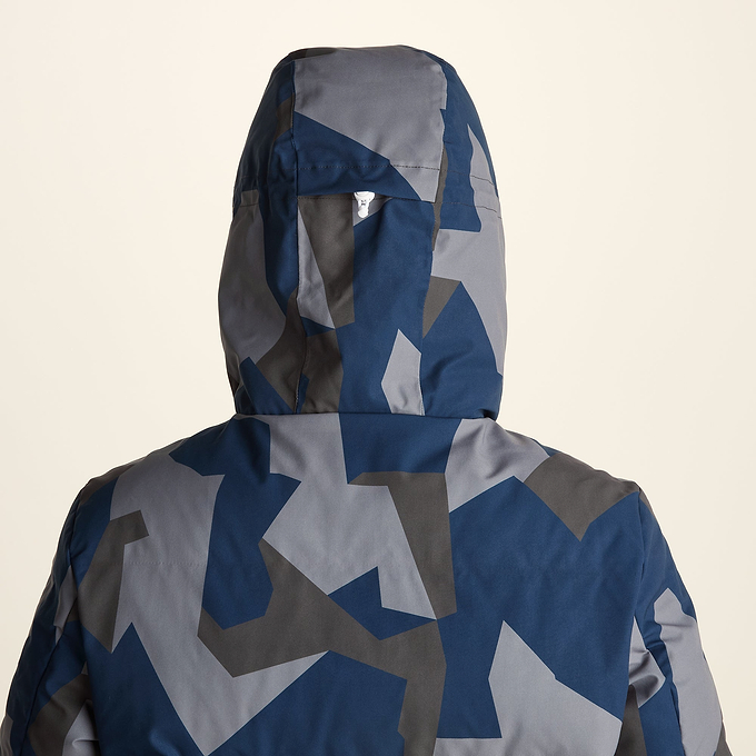 Davos Mens Shower Resistant Insulated Ski Jacket - Blue Geo Camo Print