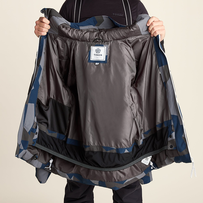 Davos Mens Shower Resistant Insulated Ski Jacket - Blue Geo Camo Print