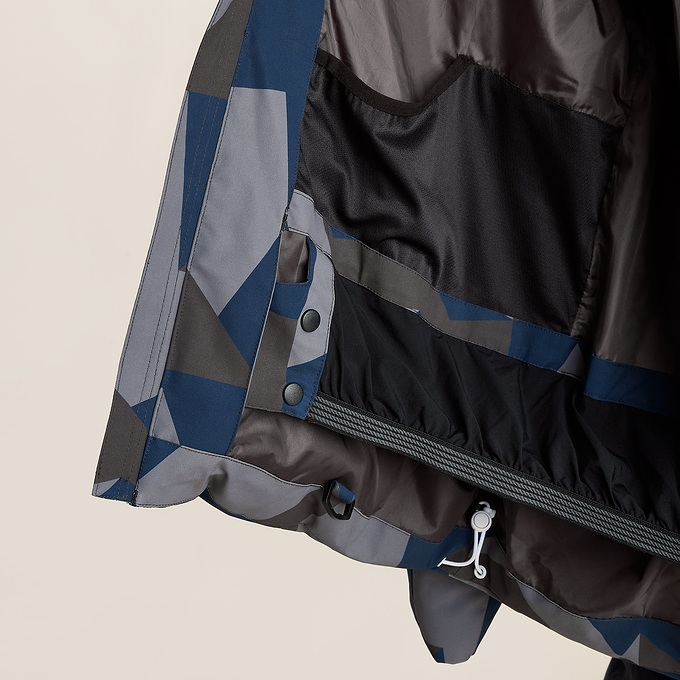 Davos Mens Shower Resistant Insulated Ski Jacket - Blue Geo Camo Print