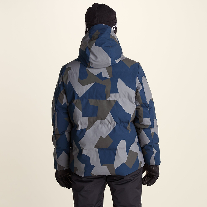 Davos Mens Shower Resistant Insulated Ski Jacket - Blue Geo Camo Print