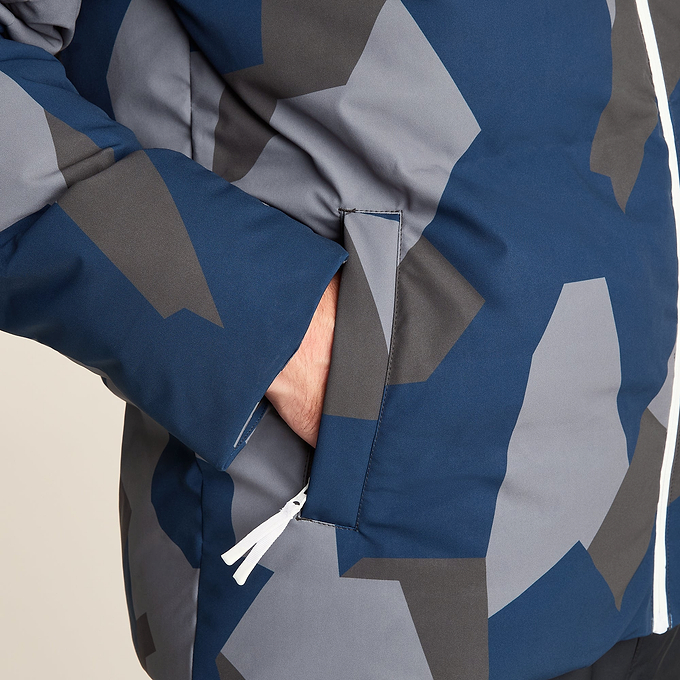 Davos Mens Shower Resistant Insulated Ski Jacket - Blue Geo Camo Print
