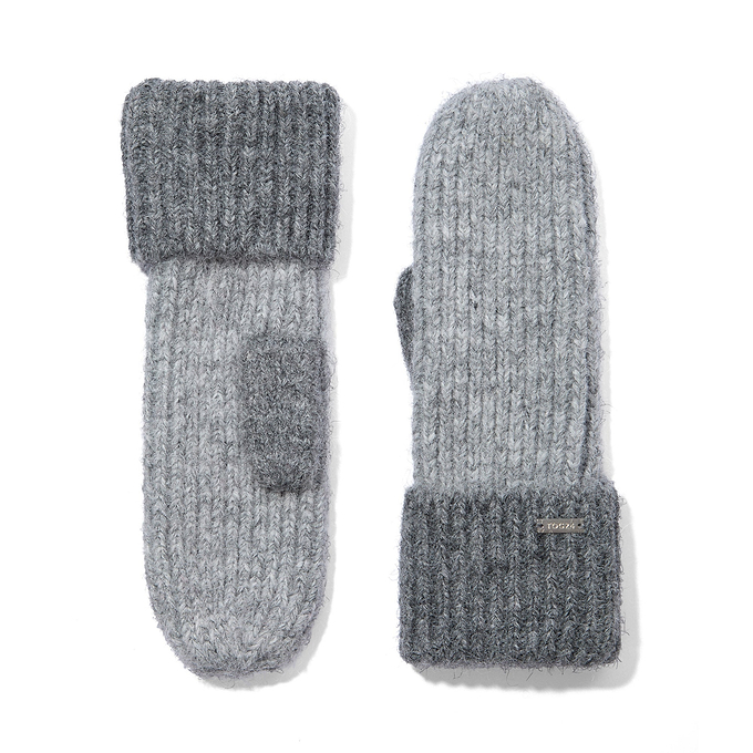 Daz Brushed Colour Block Knit Mitten - Light Grey Melange