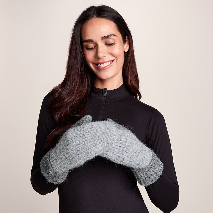 Daz Brushed Colour Block Knit Mitten - Light Grey Melange