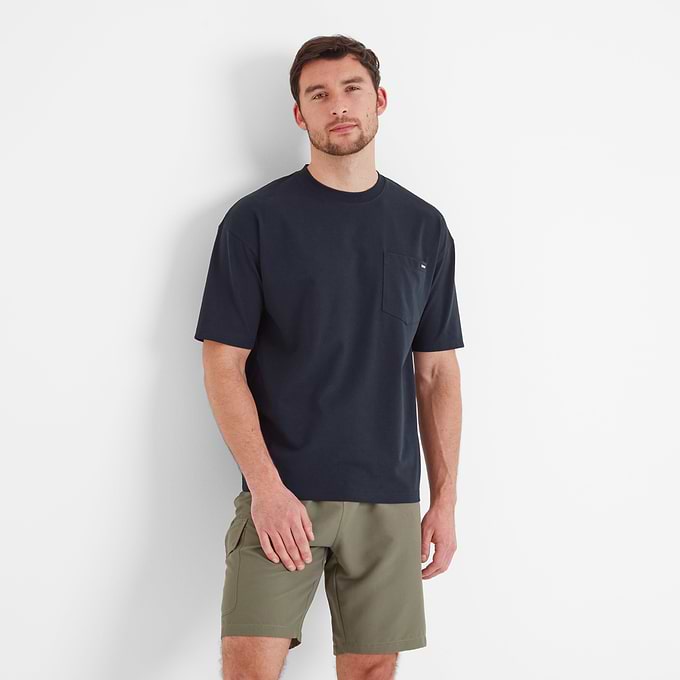 Denva Mens Oversized Premium Heavyweight 100% Cotton Jersey T-Shirt - Dark Indigo